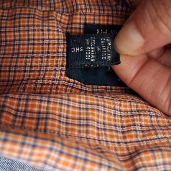 Vintage Polo Ralph Lauren Men's Blue and Orange Button Down Shirt - Size L - Picture 6 of 10